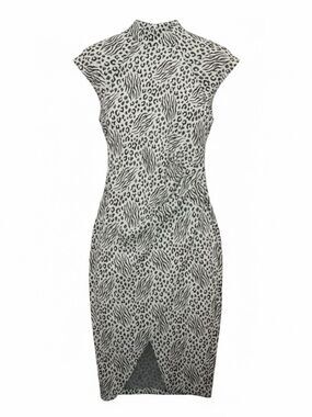 SCARLETT Black & White Leopard Wave Sheath Dress Size 3/4